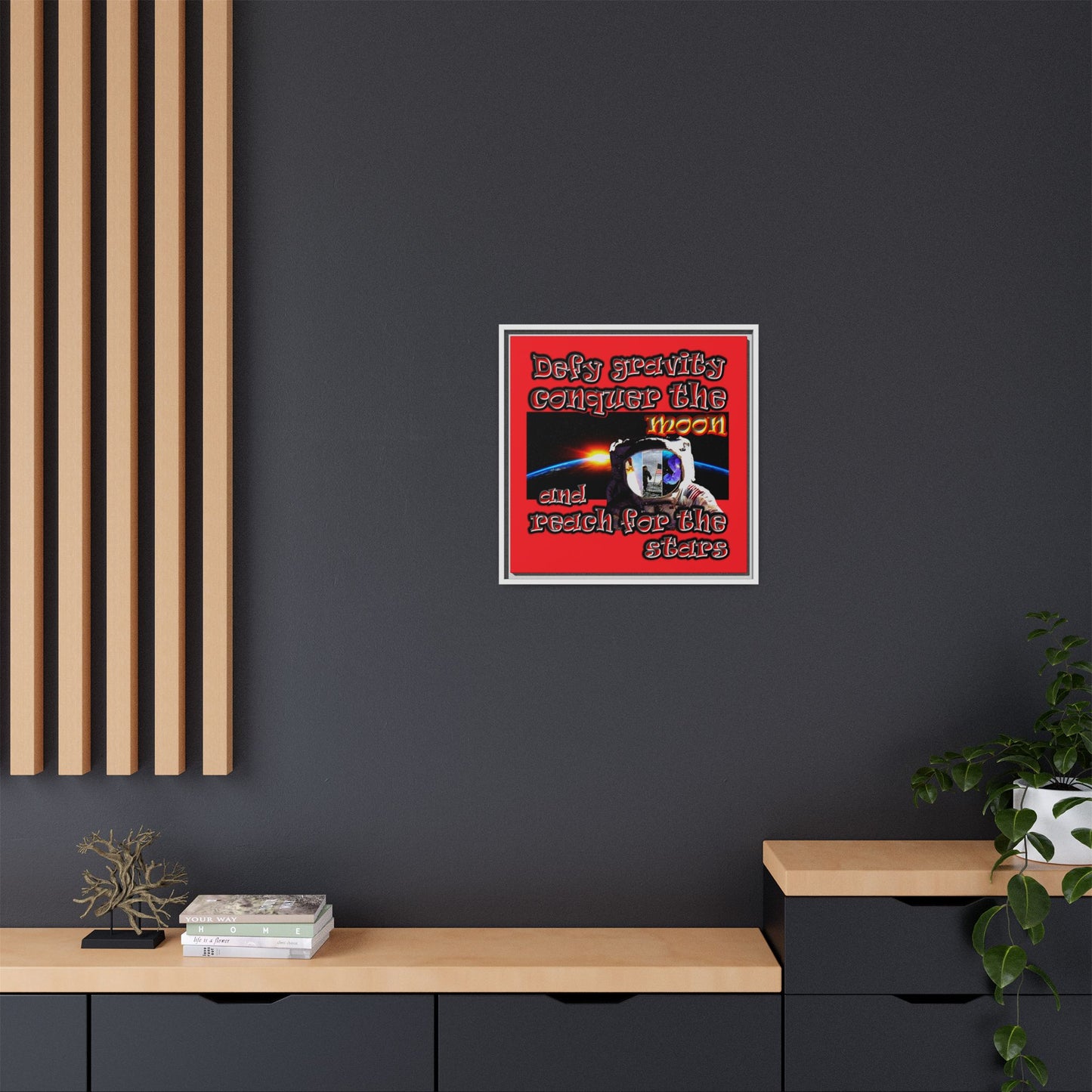 defy conquer reach - framed canvas art (red)