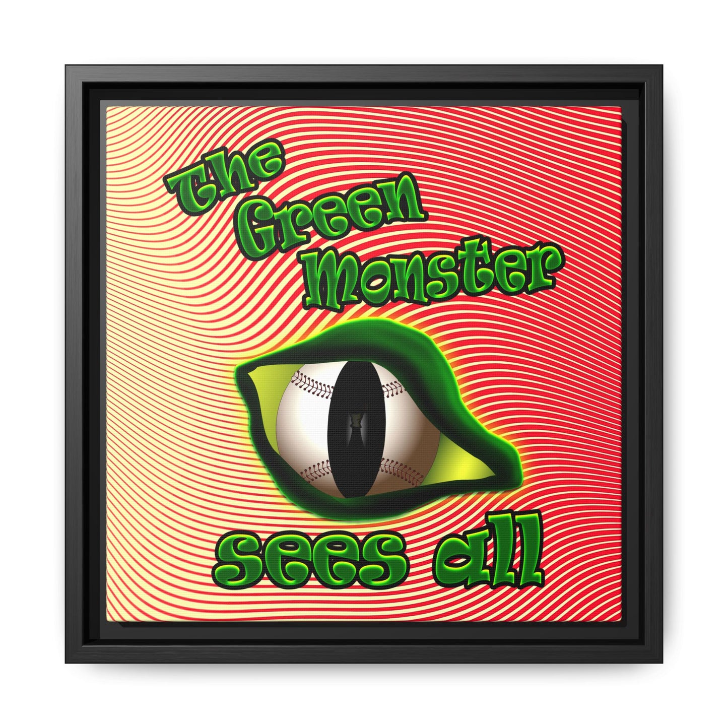 green monster - framed canvas art (yellow-orange wave)