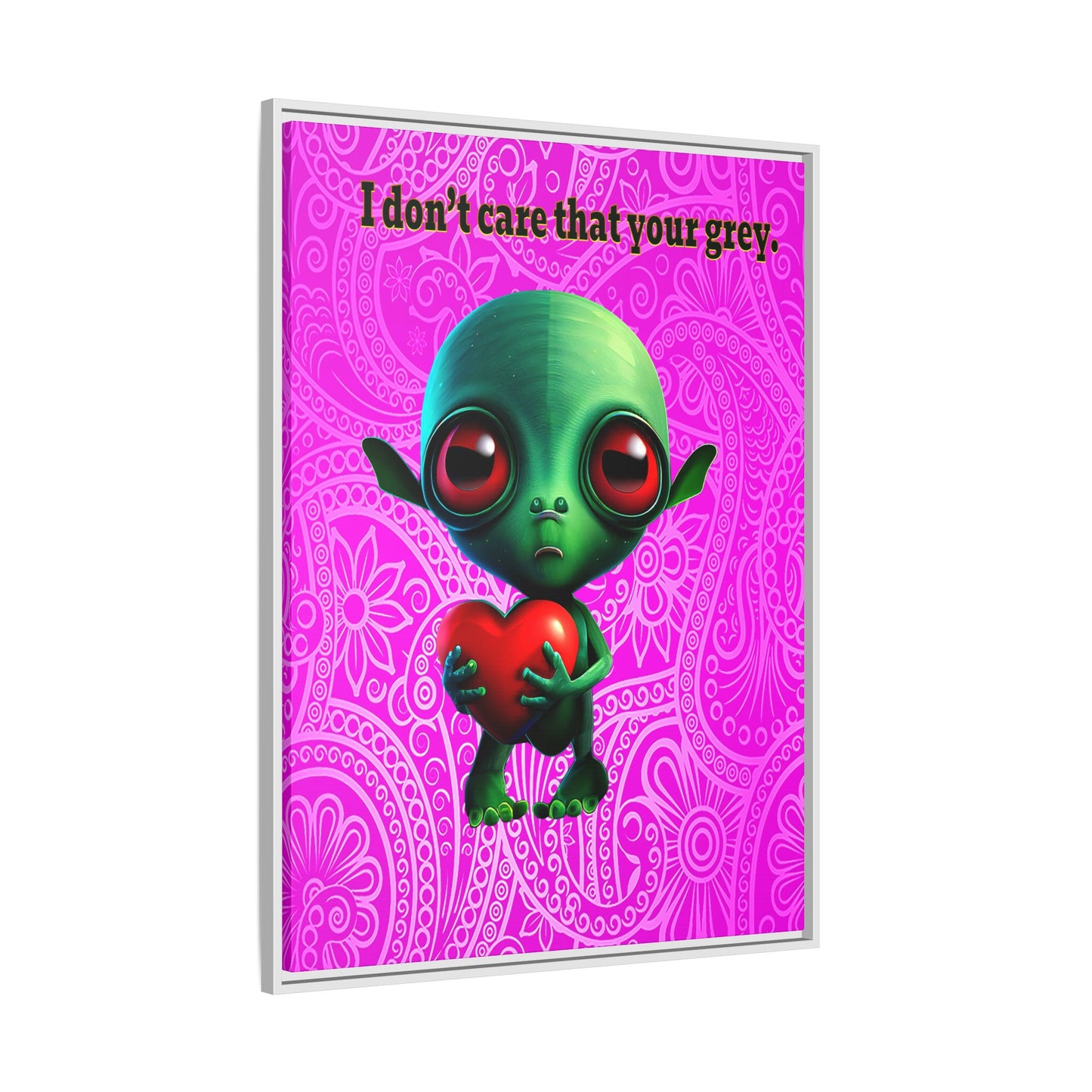 I don't care that your grey - framed canvas art (pink swirl)