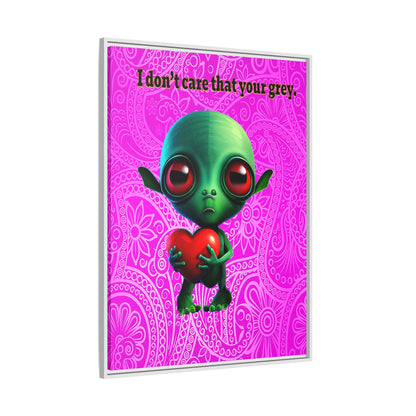 I don't care that your grey - framed canvas art (pink swirl)