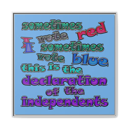 declaration of the independents - framed canvas art (light blue)
