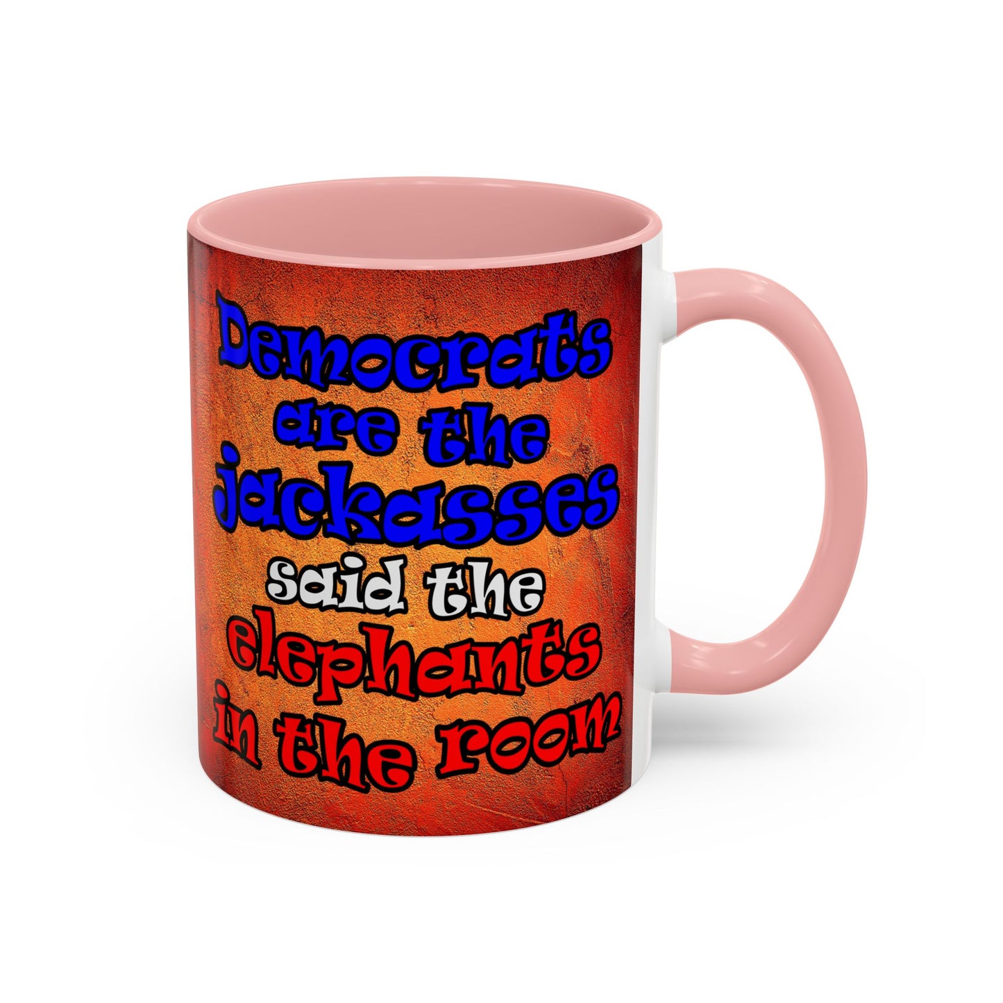 donkeys and elephants - Accent Mug (burnt orange)