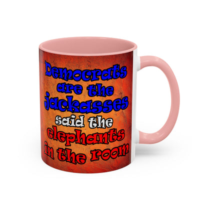 donkeys and elephants - Accent Mug (burnt orange)