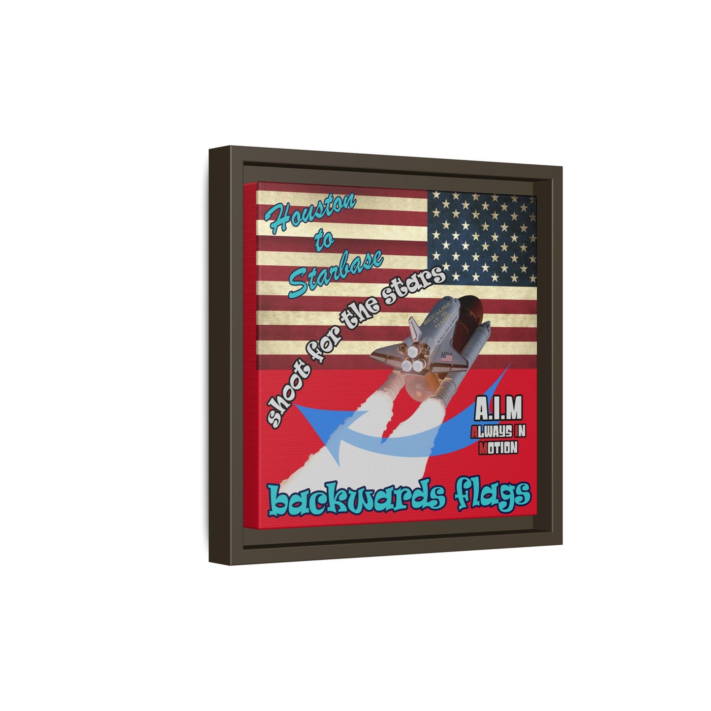 shoot for the stars - framed canvas art (dark red)