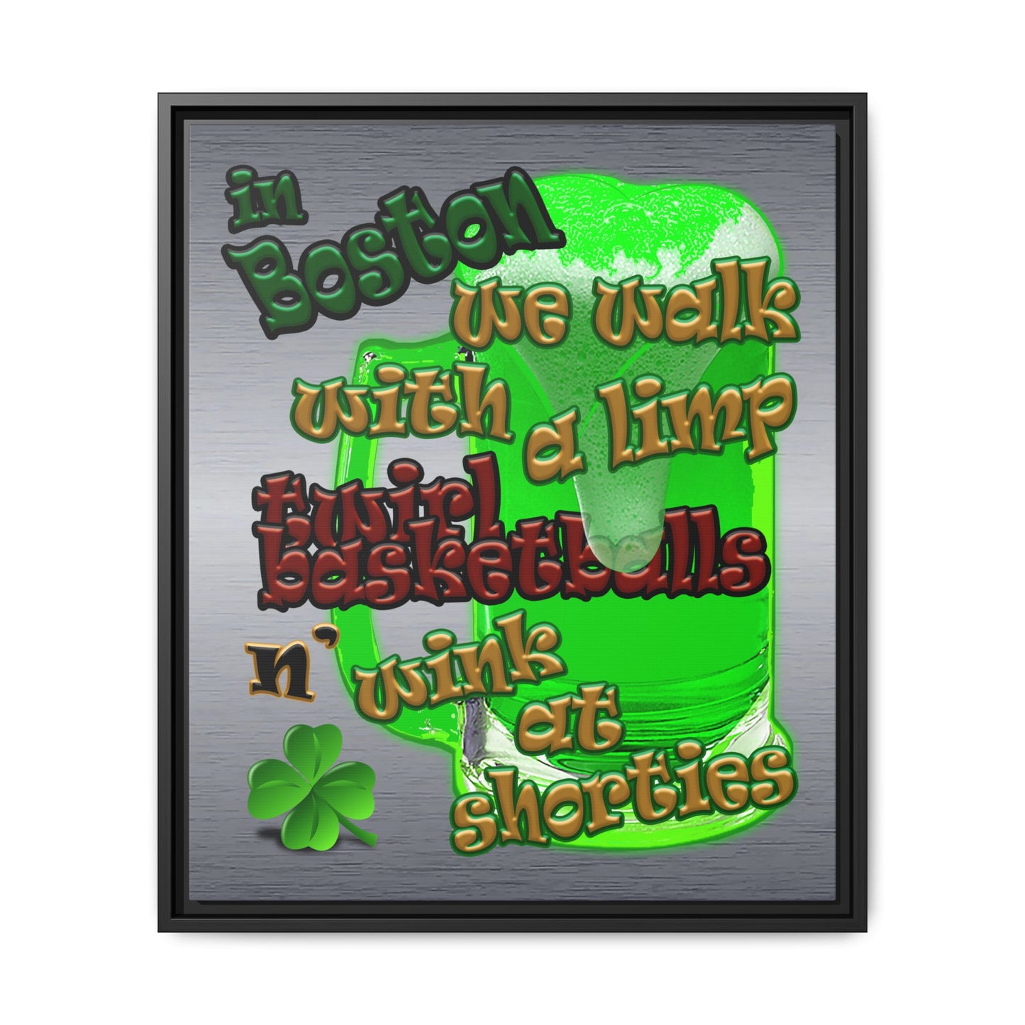 celtics logo - framed canvas art (brushed nickel)