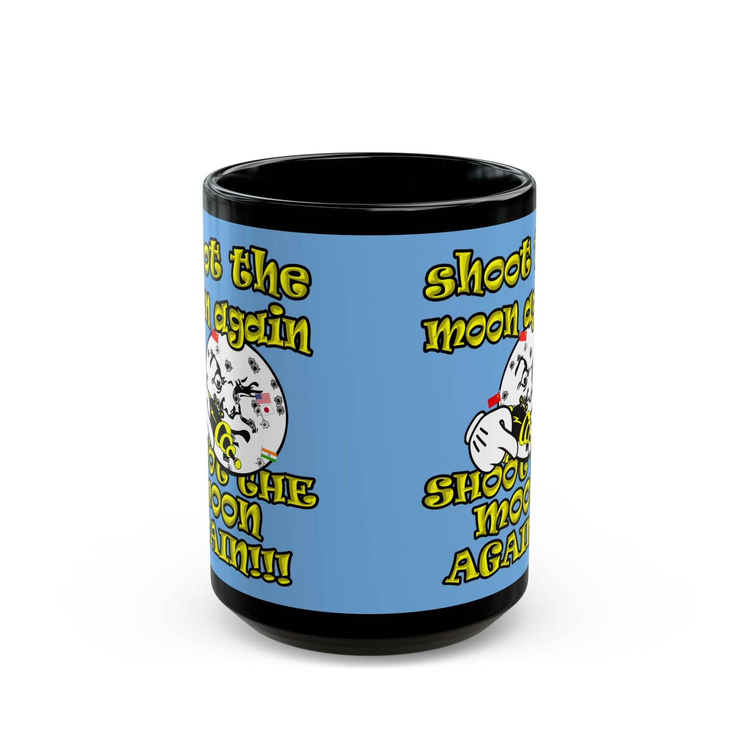 shoot the moon again - Black Mug (light blue)