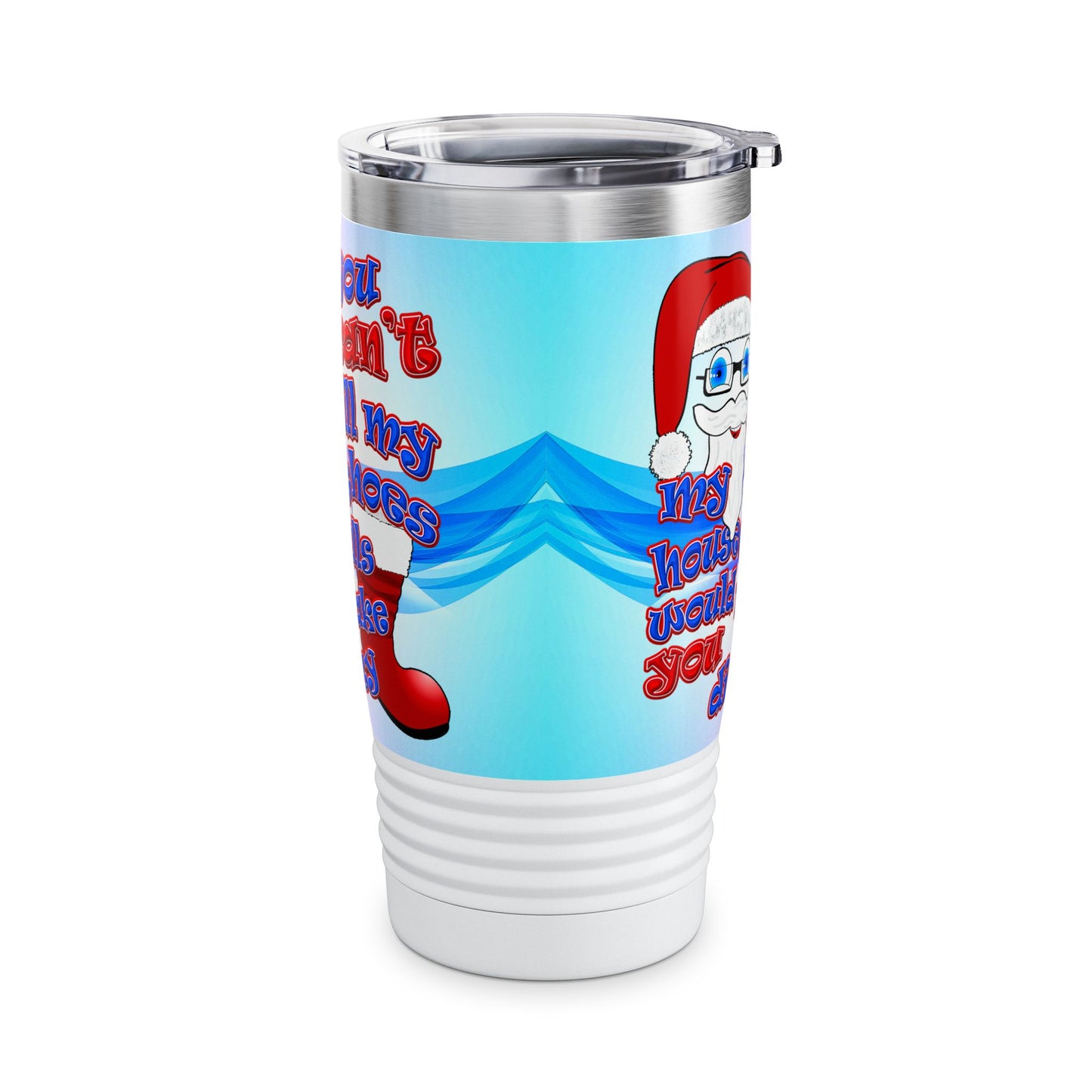 santa's shoes - Ringneck Tumbler, 20oz (light blue-pink wave)