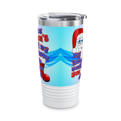 santa's shoes - Ringneck Tumbler, 20oz (light blue-pink wave)