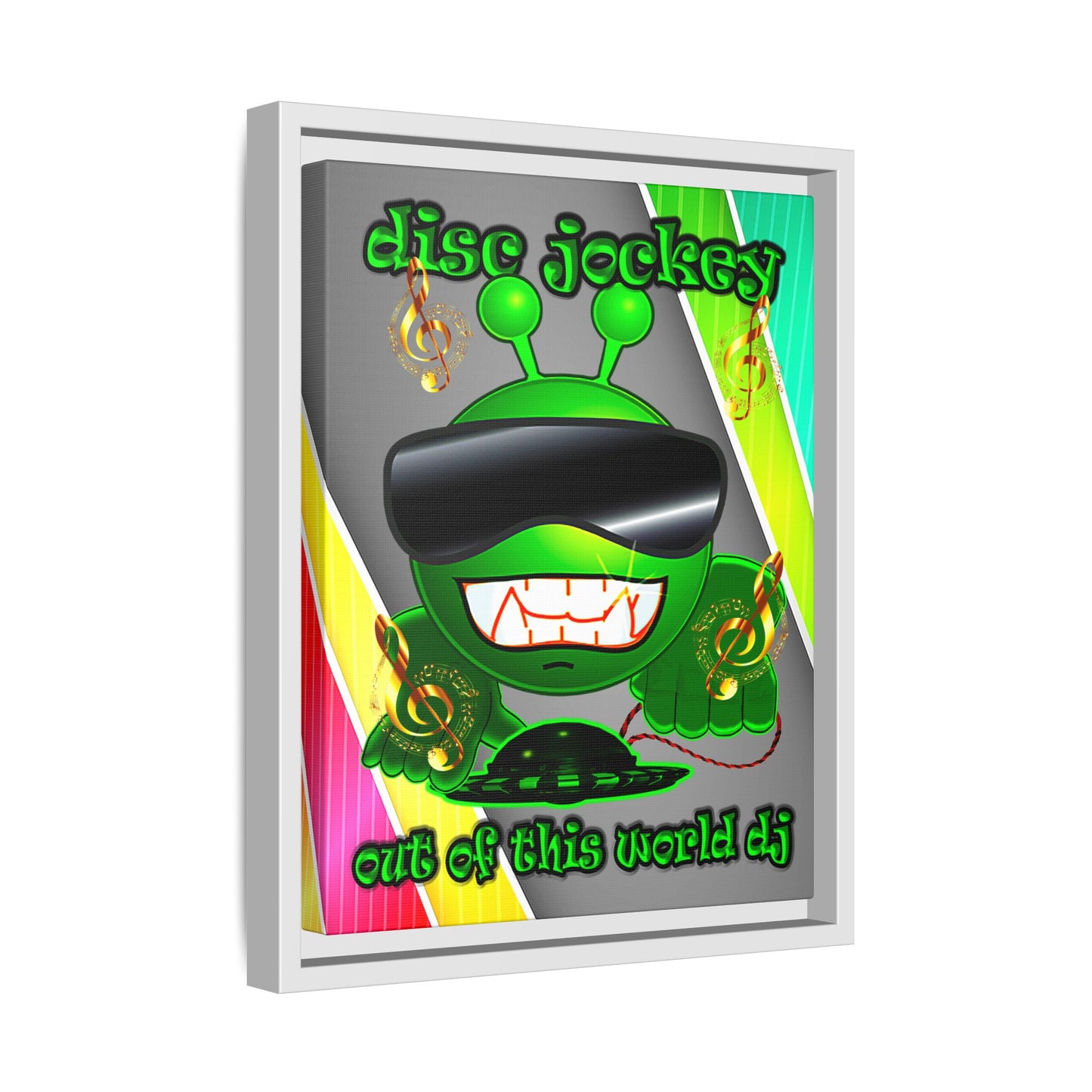 disc jockey - framed canvas art (rainbow split)