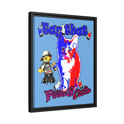 tag that - framed canvas art (light blue)