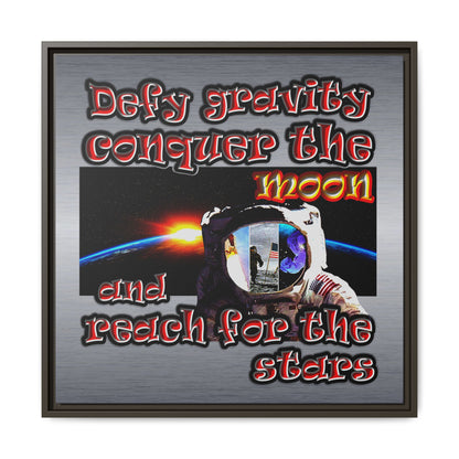 defy conquer reach - framed canvas art (brushed nickel)