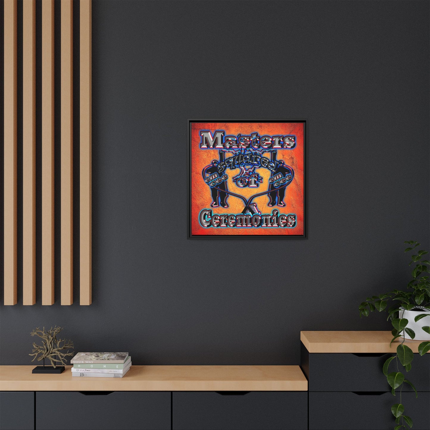 em cee squared - framed canvas art (burnt orange)