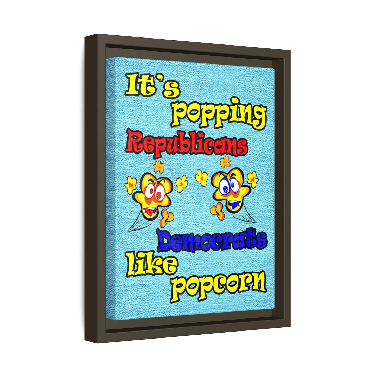 popping like popcorn - framed canvas art (faded dark blue)