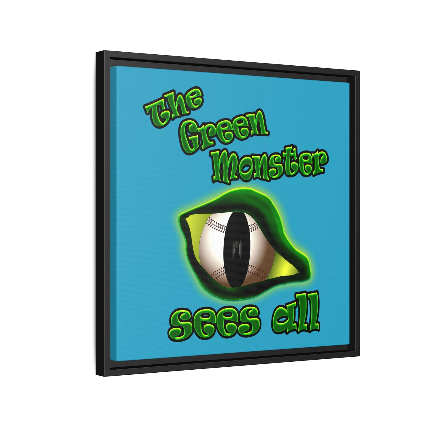 green monster - framed canvas art (turquoise)