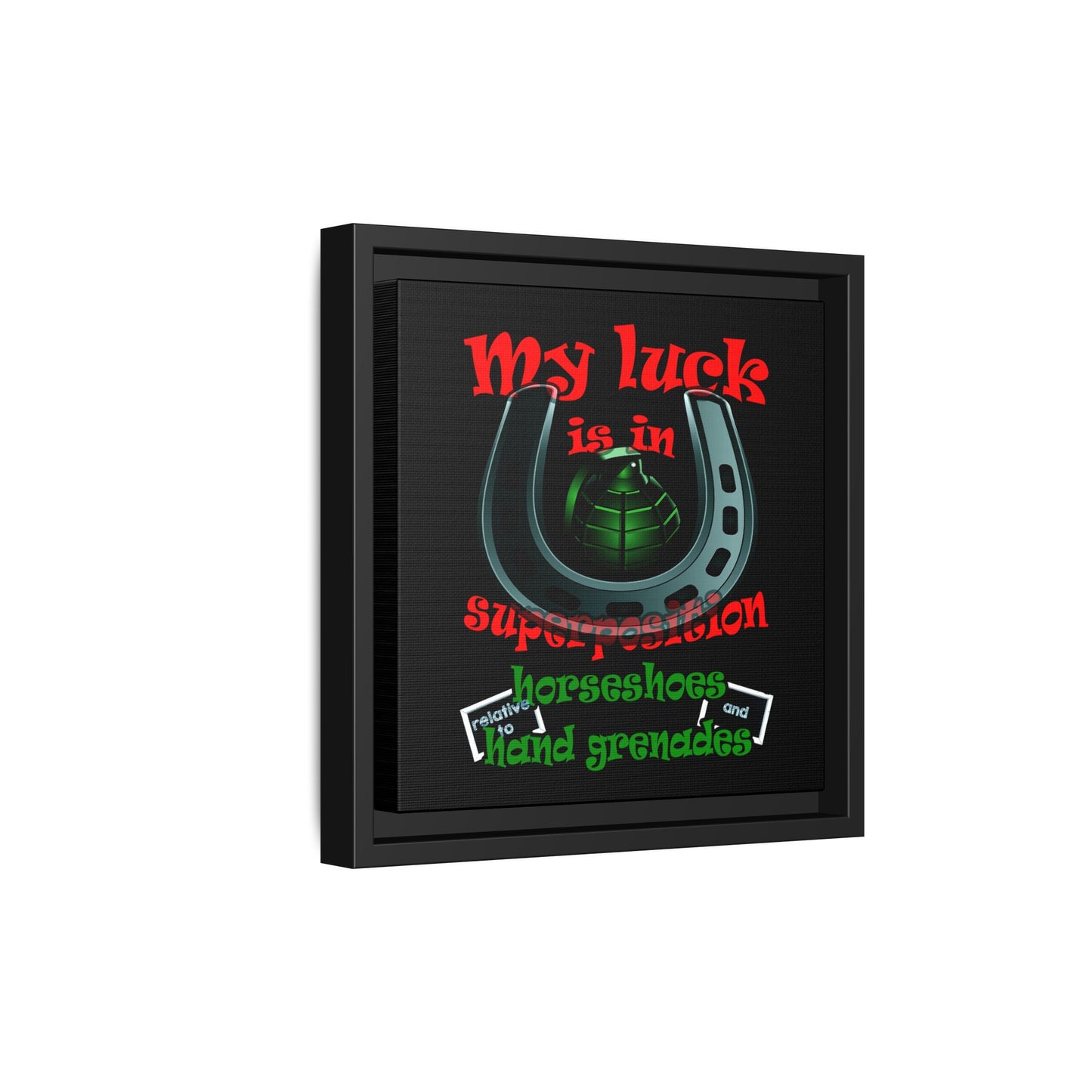 my luck - framed canvas art (black)