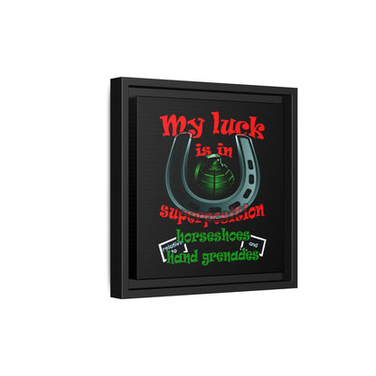 my luck - framed canvas art (black)
