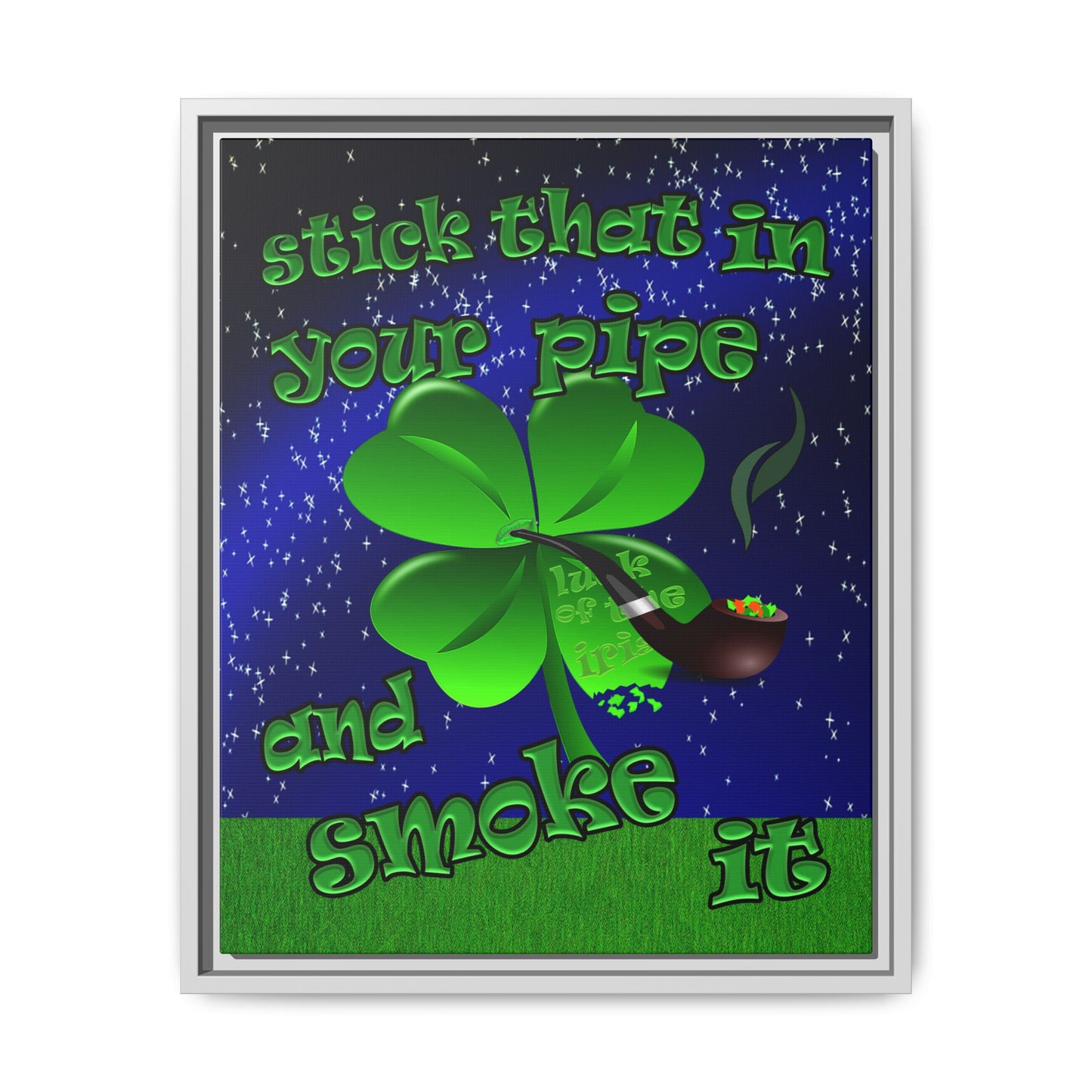 stick that in your pipe and smoke it - framed canvas art ('snoops' background)