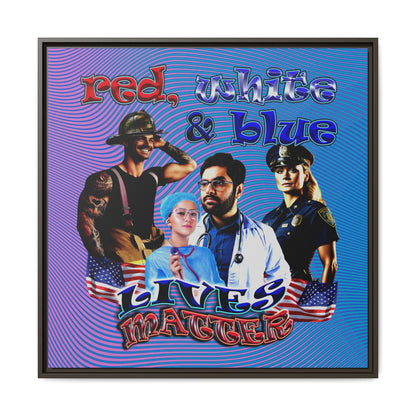 rw&b lives matter - framed canvas art (light blue-purple wave)