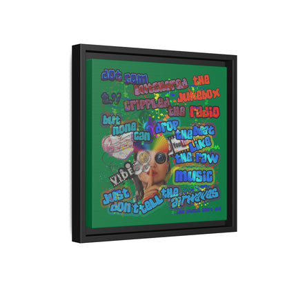 drop the beat - framed canvas art (dark green)