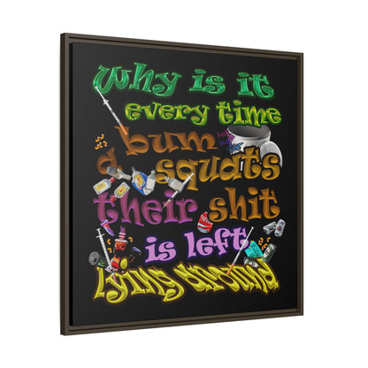 the bum's shit - framed canvas art (black)