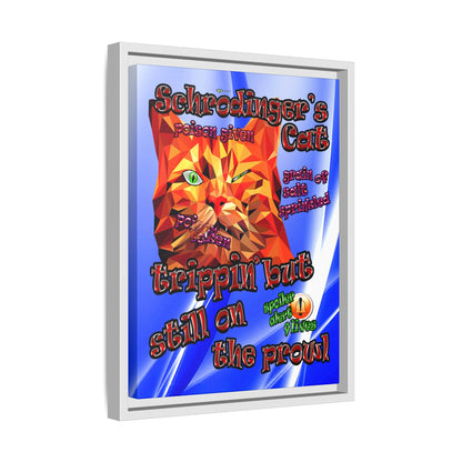 schrodinger's cat - framed canvas art (blue-white wave)