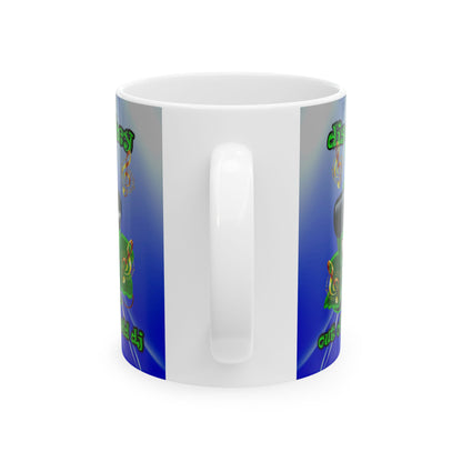 disc jockey - White Mug (blue-white wave)