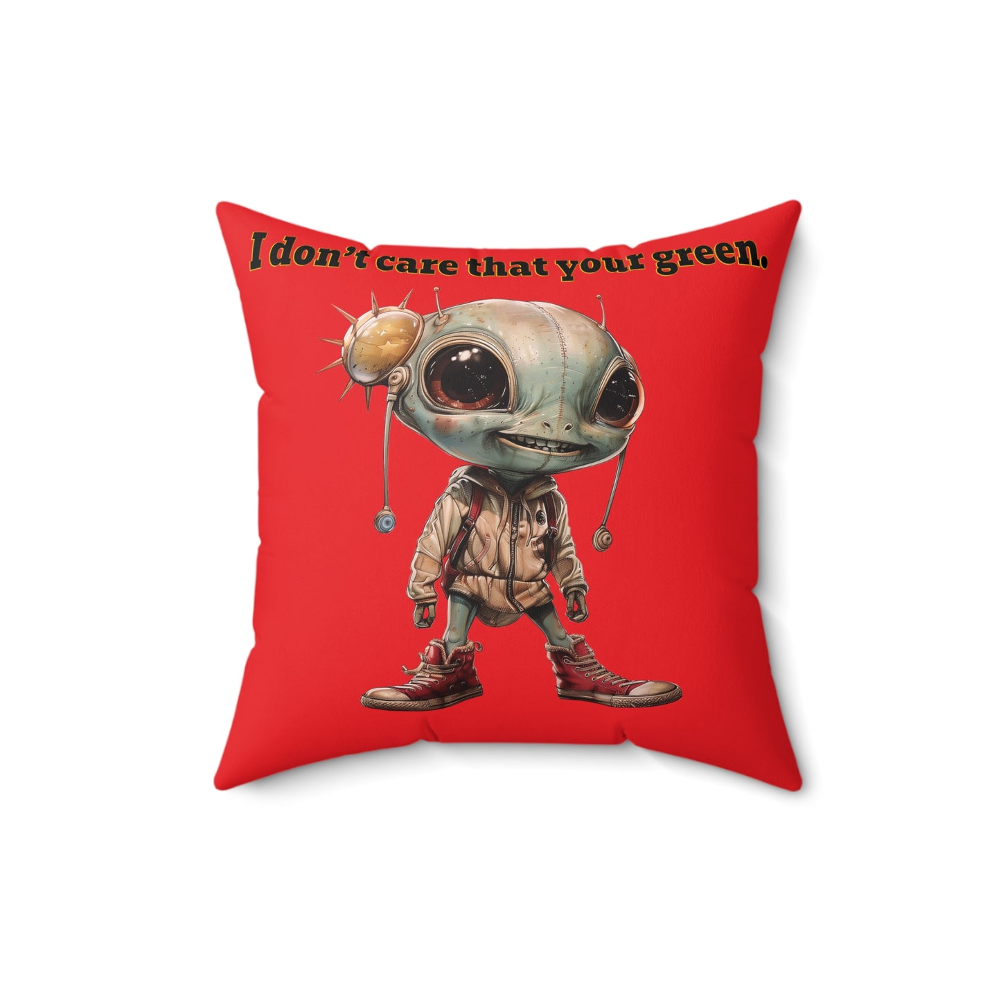 I don't care that your grey - Faux Suede Square Pillow - (red)