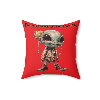 I don't care that your grey - Faux Suede Square Pillow - (red)