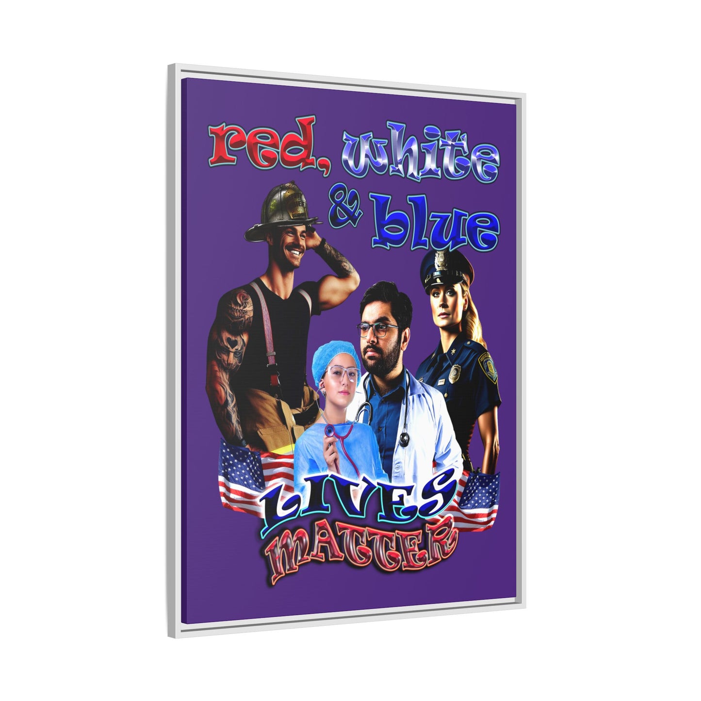 rw&b lives matter - framed canvas art (purple)