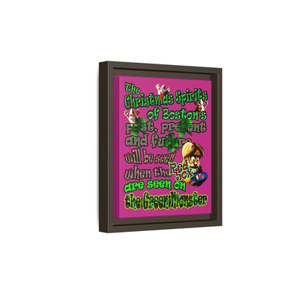 christmas spirits of boston - framed canvas art (pink)