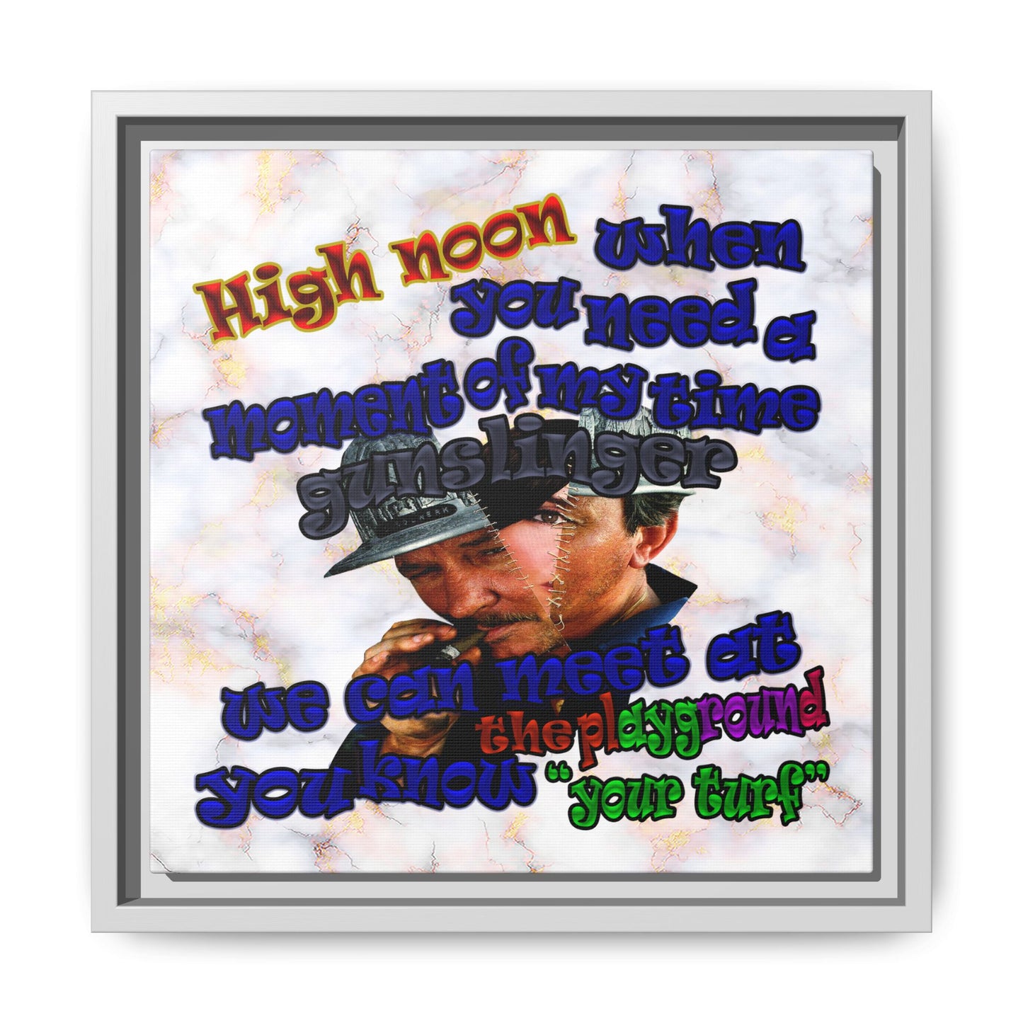 high noon - framed canvas art (white marble)