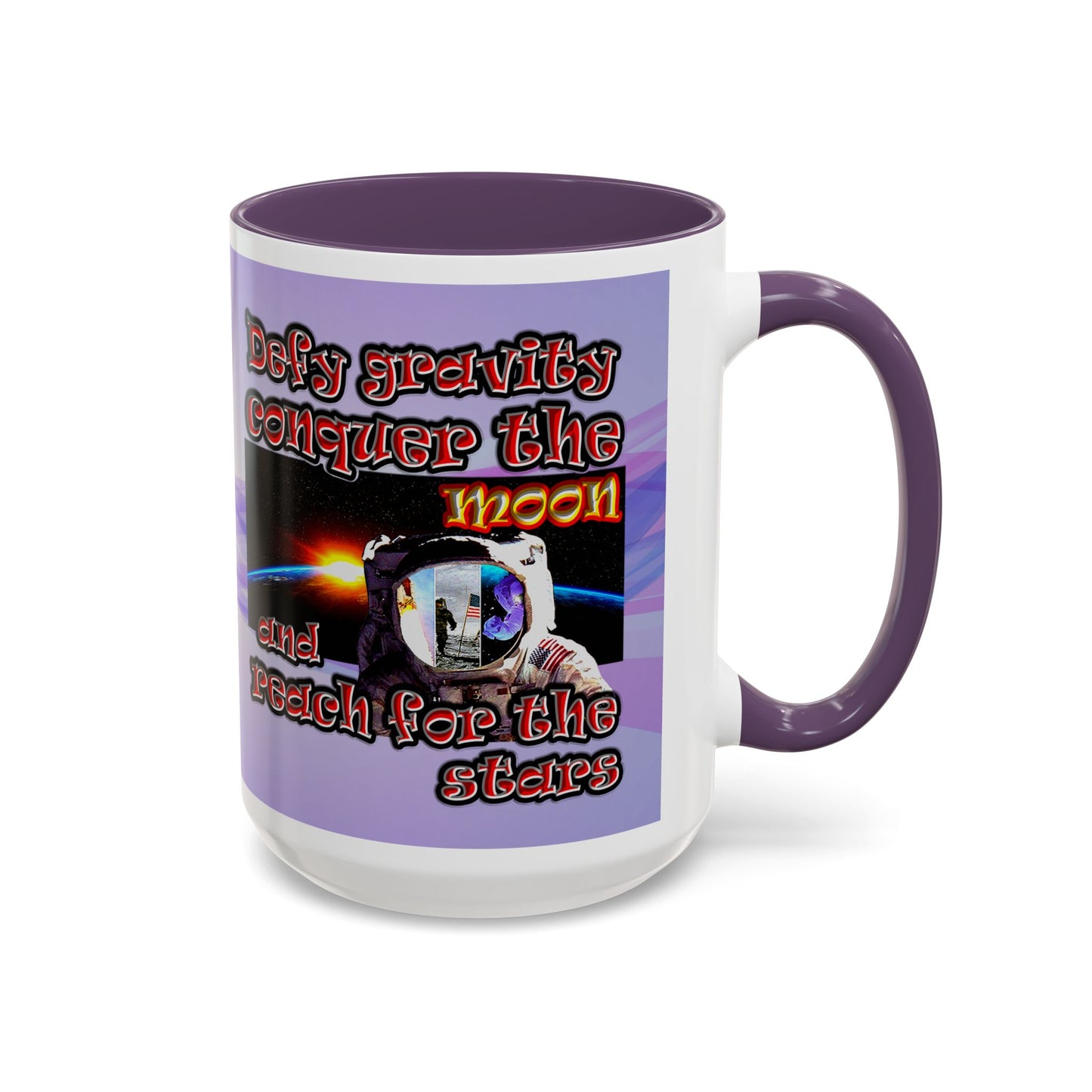 defy conquer reach - Accent Mug (light blue-pink wave)