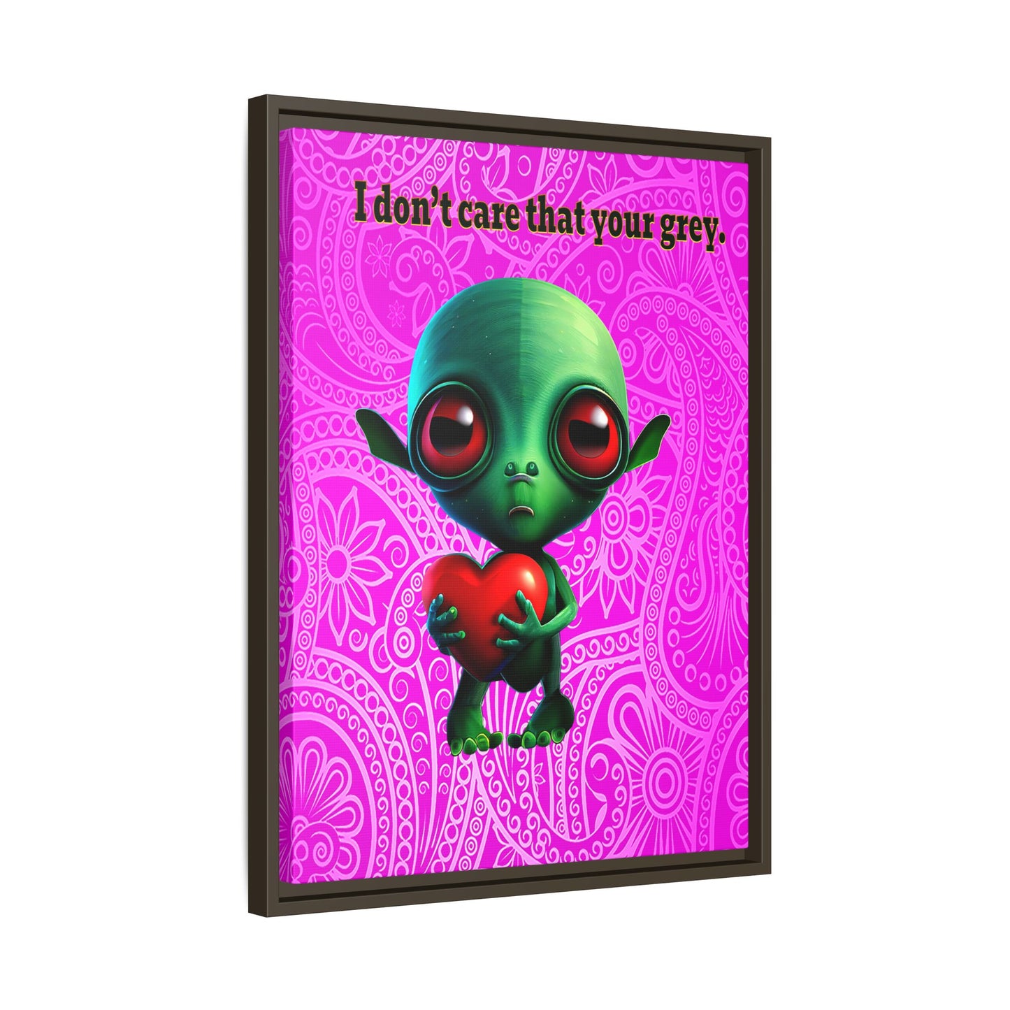 I don't care that your grey - framed canvas art (pink swirl)