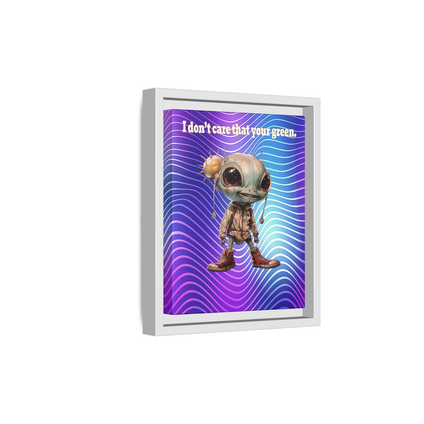 I don't care that your green - framed canvas art (purple wave)