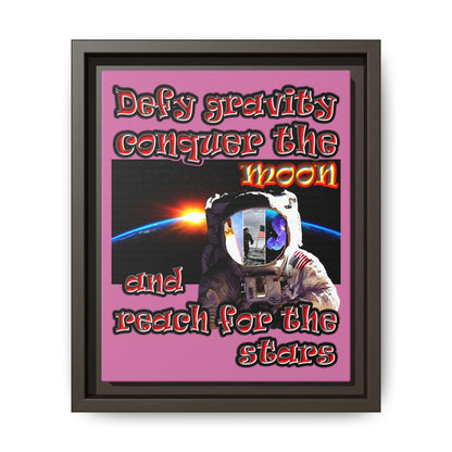 defy conquer reach - framed canvas art (light pink)