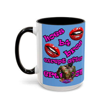 hoes b4 bros - Accent Mug (light blue)