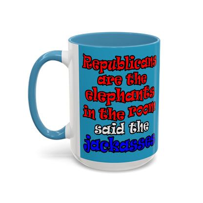 donkeys and elephants - Accent Mug (turquoise)