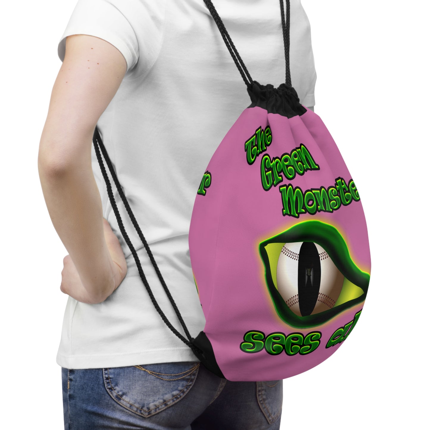 green monster - Drawstring Bag (light pink)