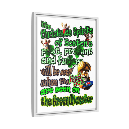 christmas spirits of boston - framed canvas art (white)