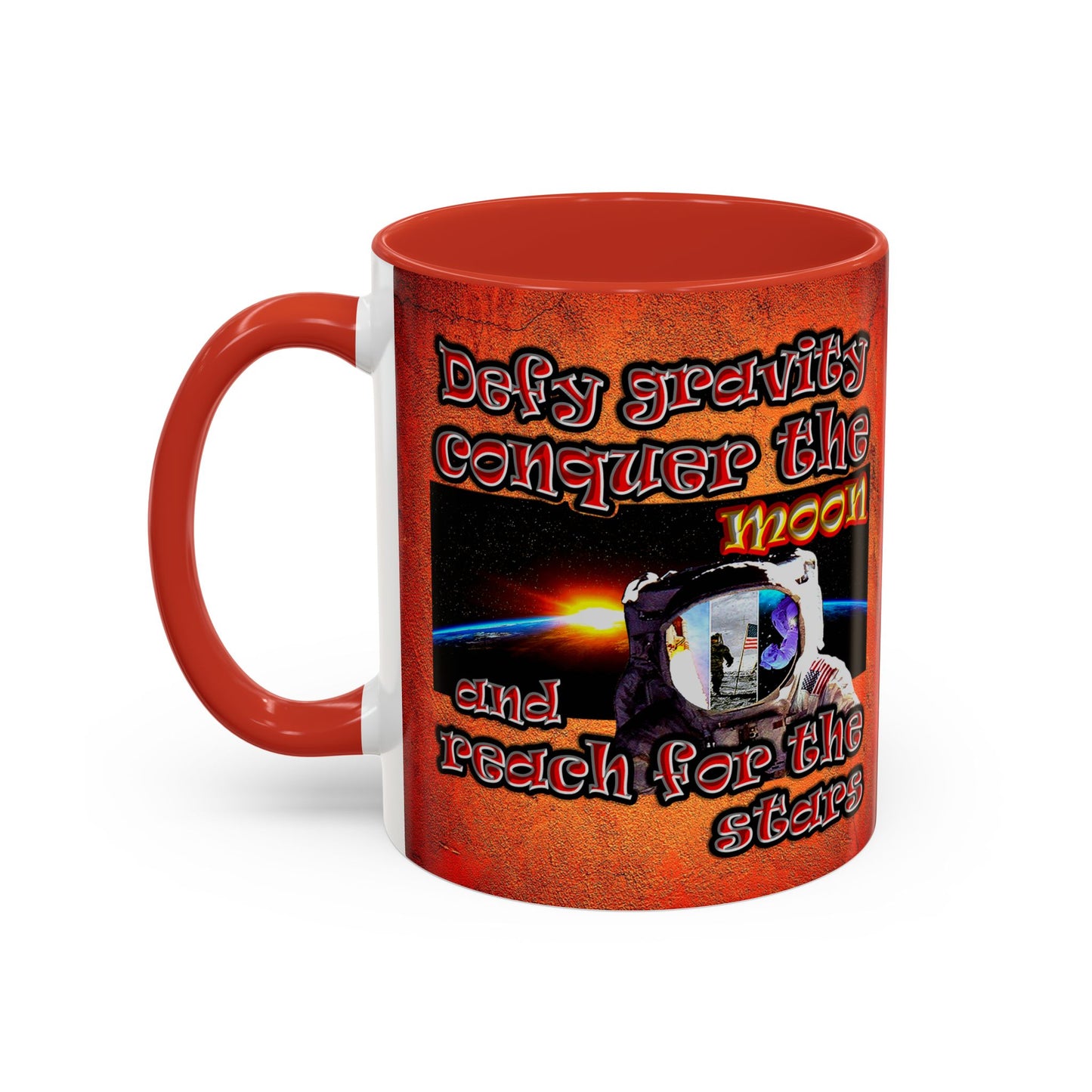 defy conquer reach - Accent Mug (burnt orange)