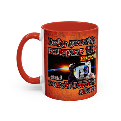 defy conquer reach - Accent Mug (burnt orange)