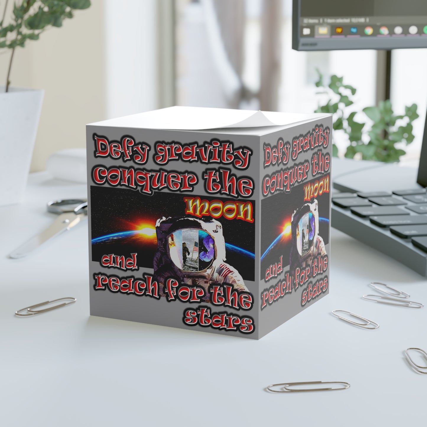 defy conquer reach - note cube (grey)