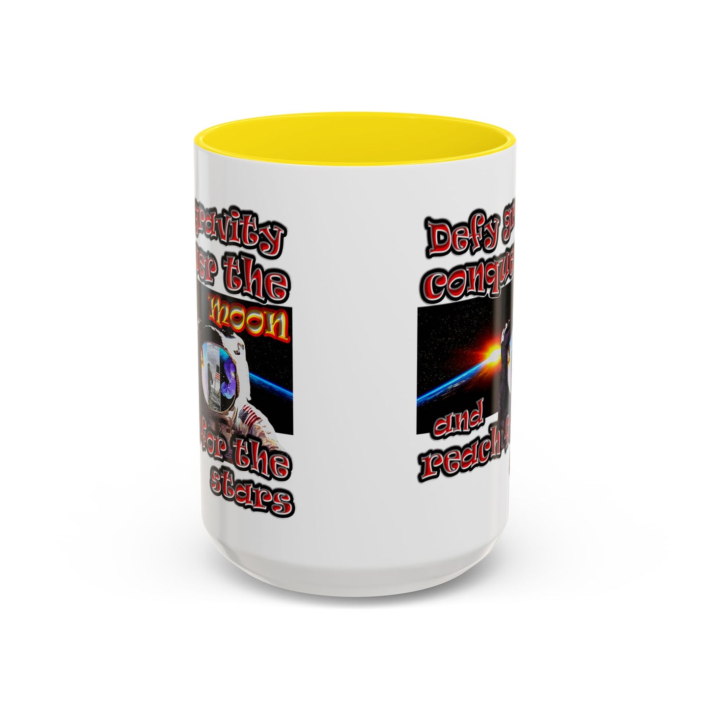 defy conquer reach - Accent Mug (white)