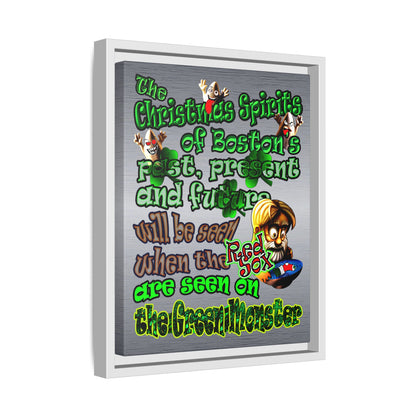 christmas spirits of boston - framed canvas art (brushed nickel)