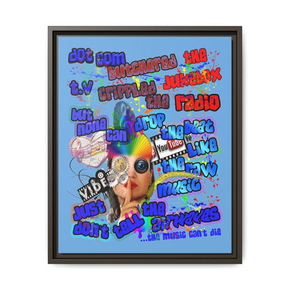 drop the beat - framed canvas art (light blue)