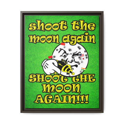 shoot the moon again - framed canvas art (green turf)