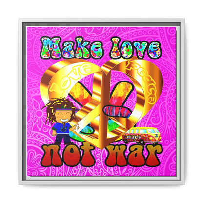 love peace - framed canvas art (pink swirl)
