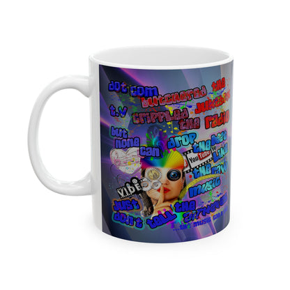 drop the beat - White Mug (grey-pink wave)