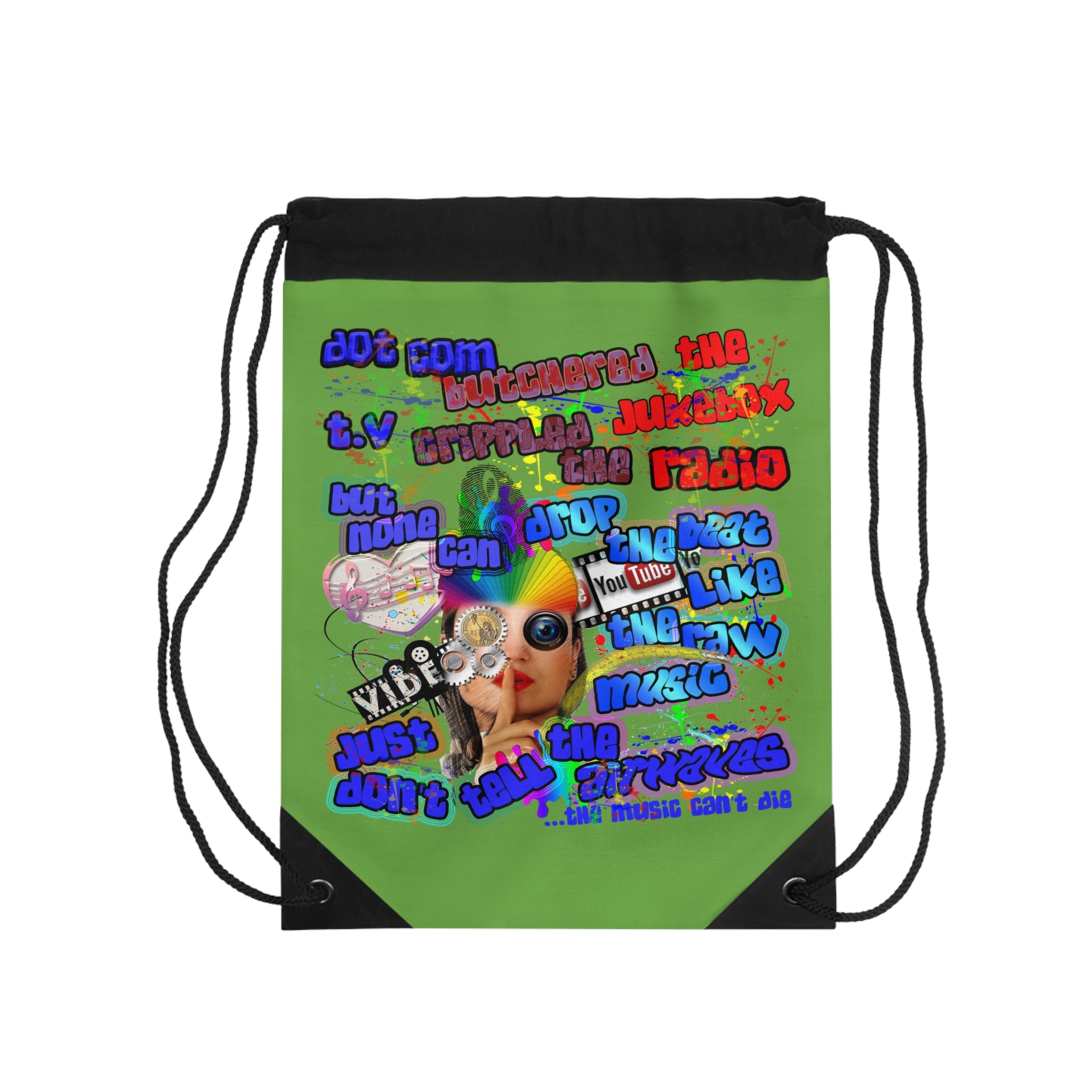 drop the beat - Drawstring Bag (green)