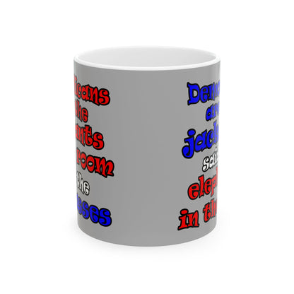 donkeys and elephants - White Mug (light grey)